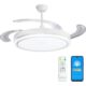 Ventilador de techo LEDUNI blanco nieve con aspas retráctiles y luz LED 66W vista general