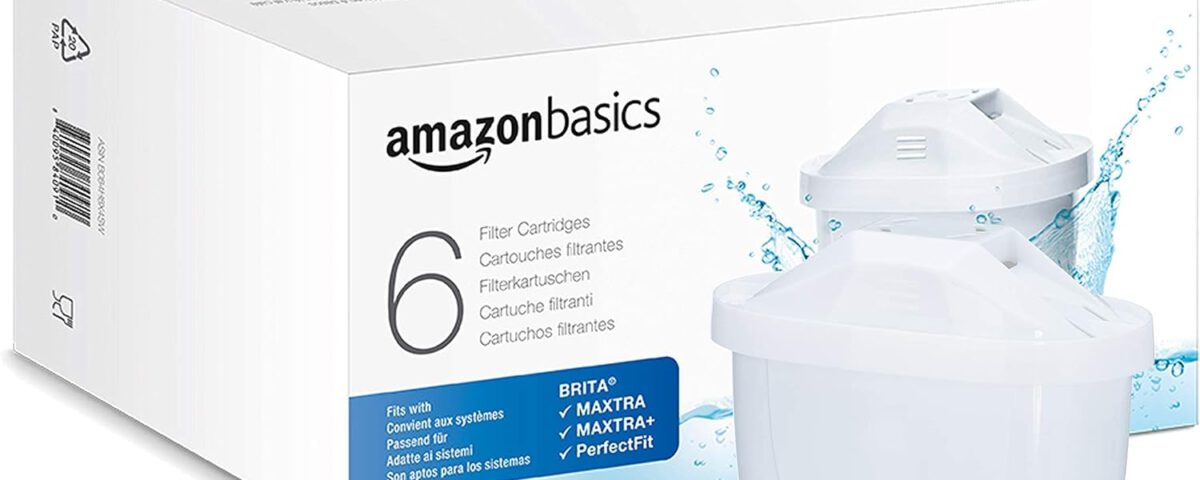 Pack de 6 cartuchos filtrantes de agua Amazon Basics compatibles con jarras BRITA