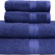 Juego de toallas Amazon Basics 100 % algodón en azul real: 2 toallas de baño y 2 de manos