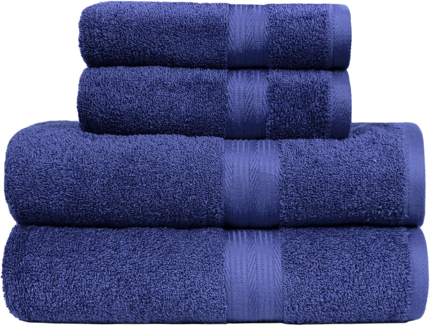 Juego de toallas Amazon Basics 100 % algodón en azul real: 2 toallas de baño y 2 de manos