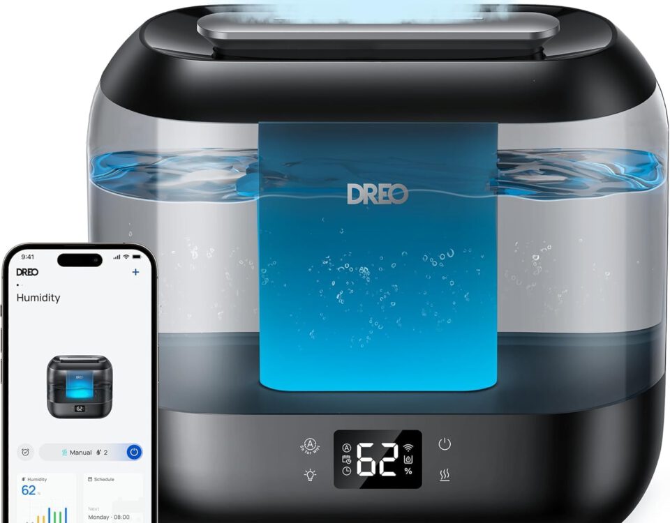Humidificador inteligente Dreo 4L de vapor frío con pantalla digital y luz ambiental