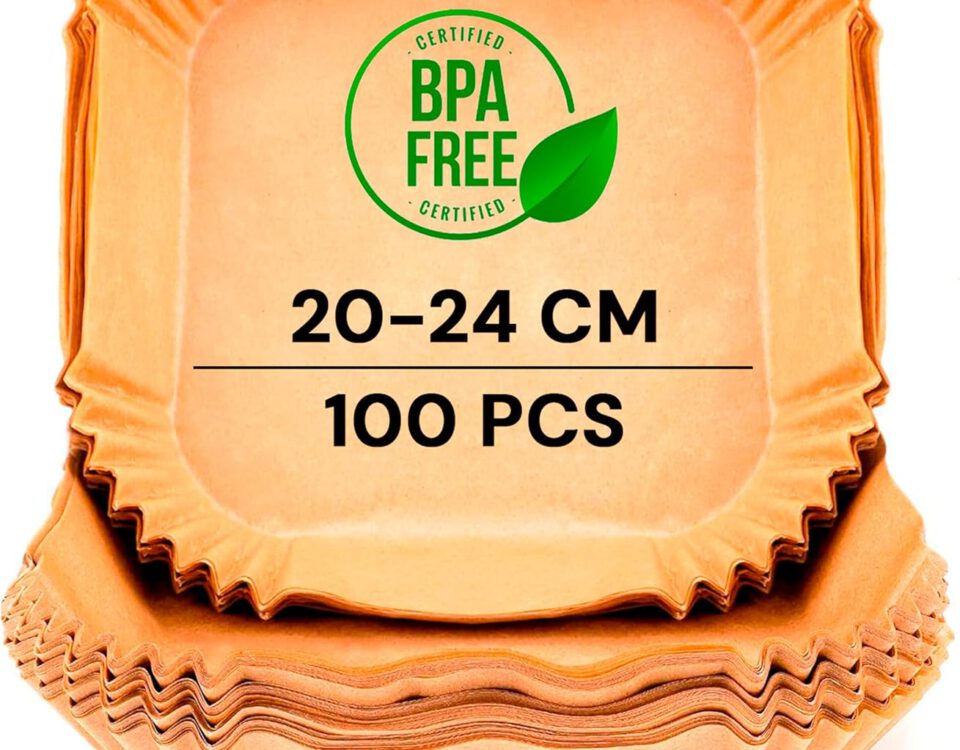 Pack de 100 papeles para freidora de aire edihome de 20-24 cm, cuadrados, sin BPA