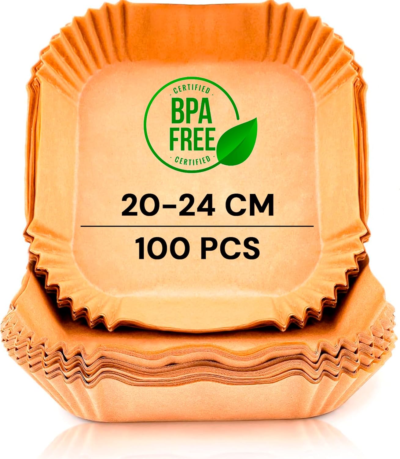Pack de 100 papeles para freidora de aire edihome de 20-24 cm, cuadrados, sin BPA