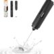 Espumador de leche eléctrico GRIFEMA negro con varilla de acero inoxidable montando leche