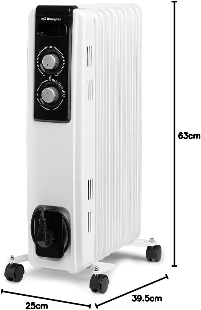 Panel de mandos del Orbegozo RF 2000 con selector de 3 potencias y termostato regulable