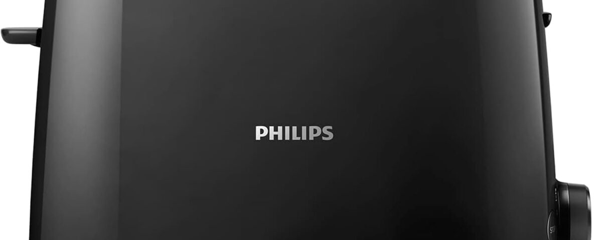 Tostadora Philips Daily Collection HD2581/90 negra de 2 ranuras con calientabollos
