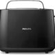 Tostadora Philips Daily Collection HD2581/90 negra de 2 ranuras con calientabollos