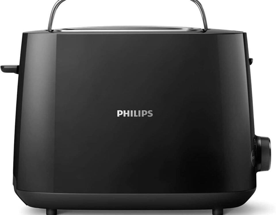 Tostadora Philips Daily Collection HD2581/90 negra de 2 ranuras con calientabollos