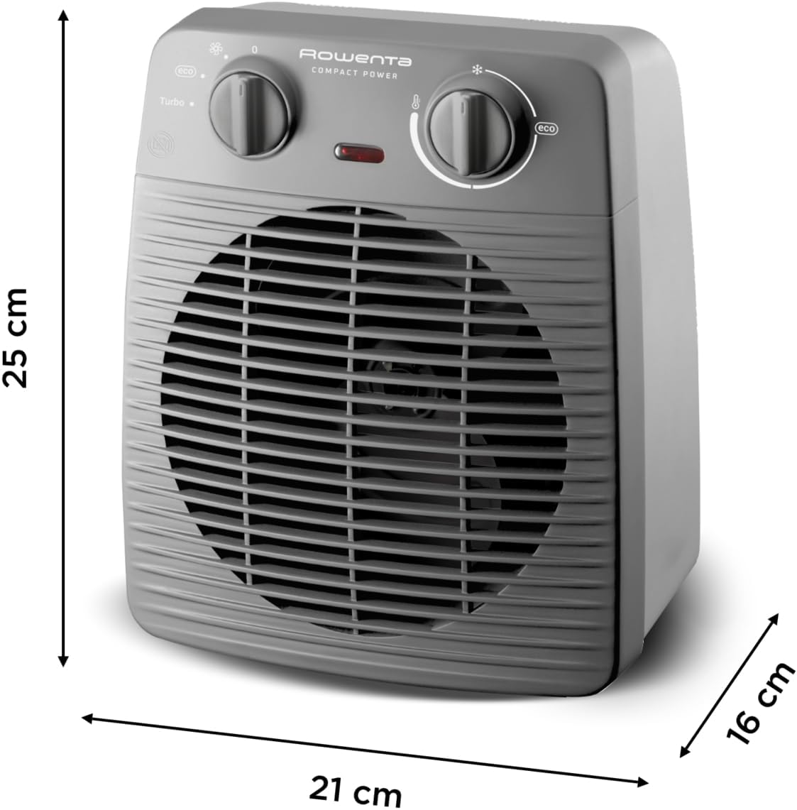 Rowenta Compact Power SO2212 calefactor compacto portátil con asa en uso