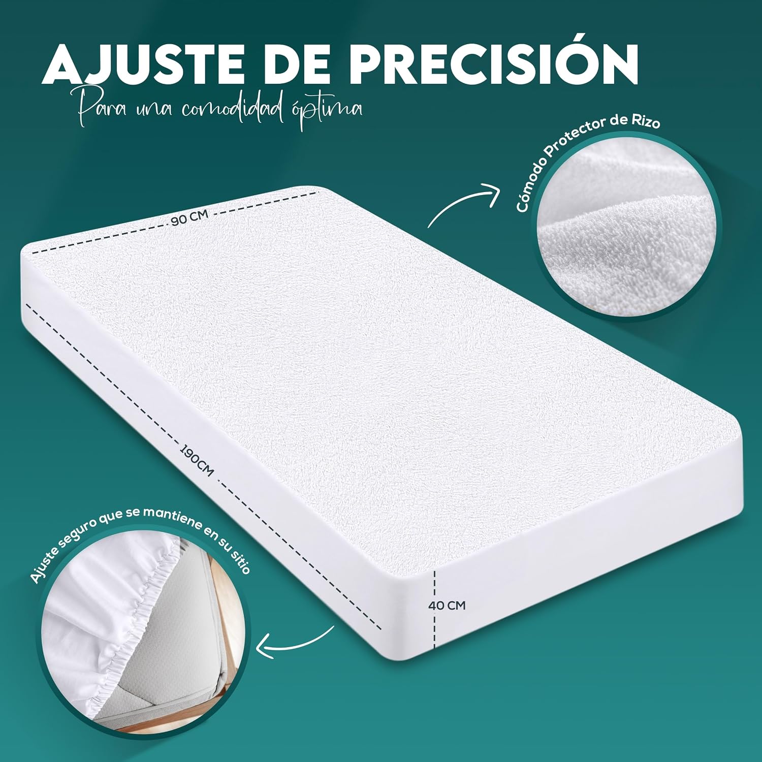 Detalle de las capas del protector de colchón Utopia Bedding: rizo absorbente arriba y membrana impermeable debajo