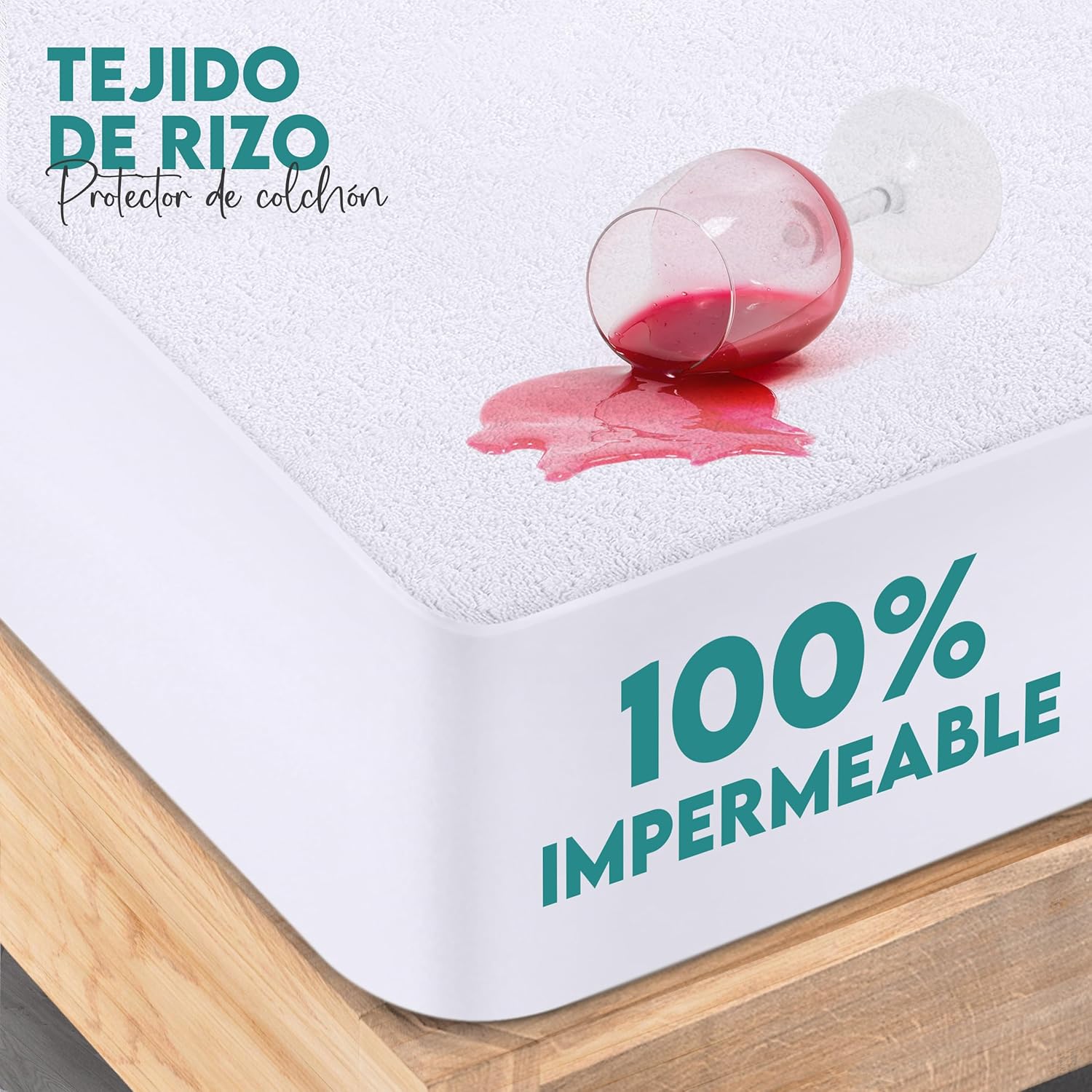 Protector de colchón Utopia Bedding ajustado con falda elástica en las esquinas de un colchón alto