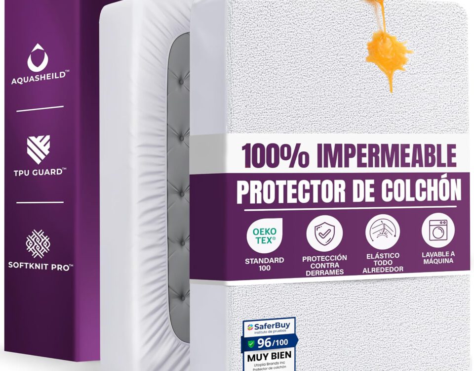 Protector de colchón impermeable Utopia Bedding 90x190 con superficie de rizo colocado sobre un colchón
