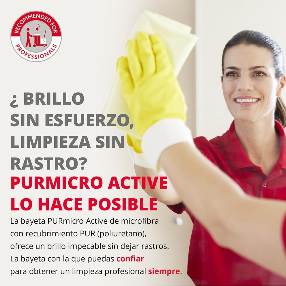 Limpieza de un cristal con la bayeta de microfibra Vileda PURmicro Active sin dejar marcas