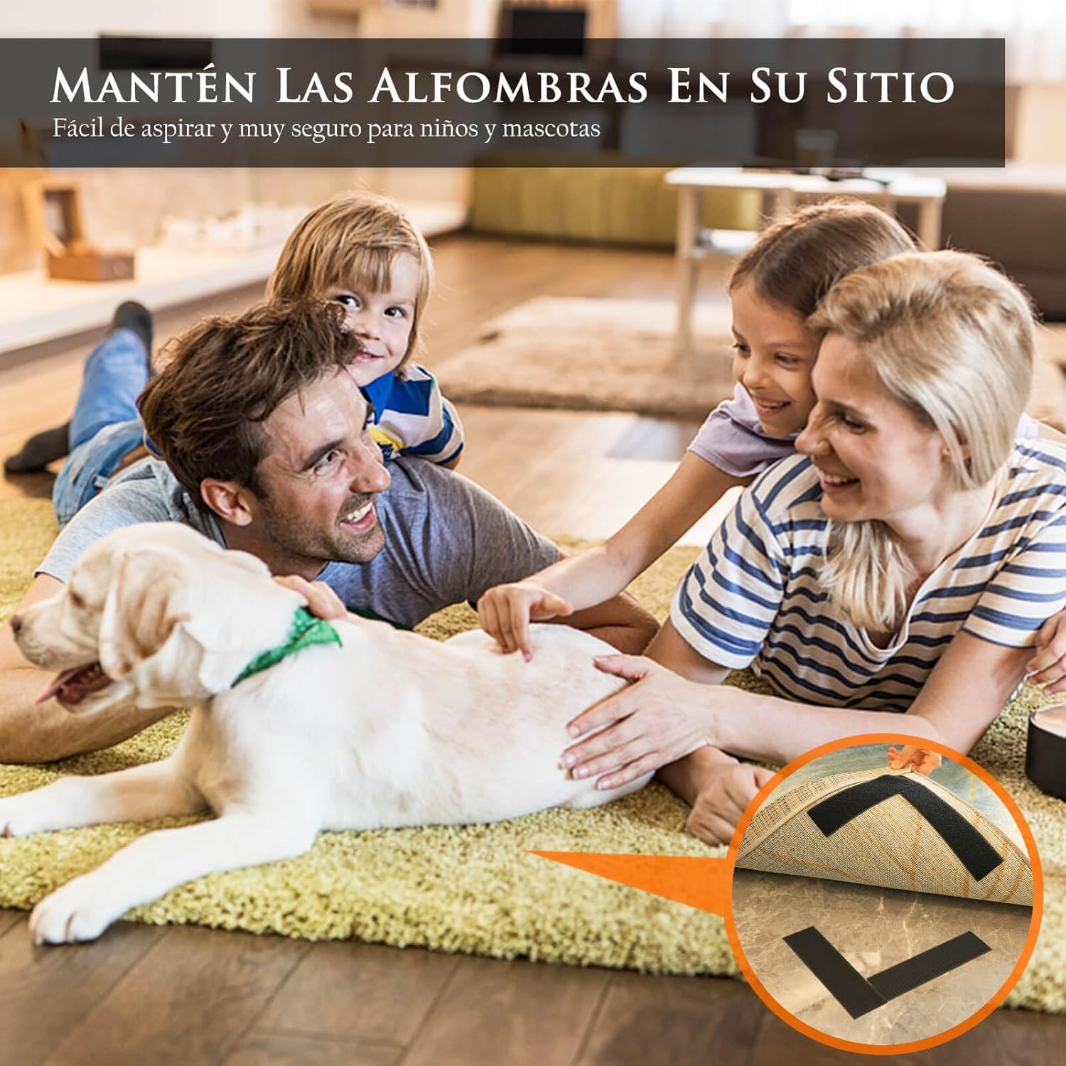 Cinta de gancho y bucle Blooven para mantener las alfombras en su sitio