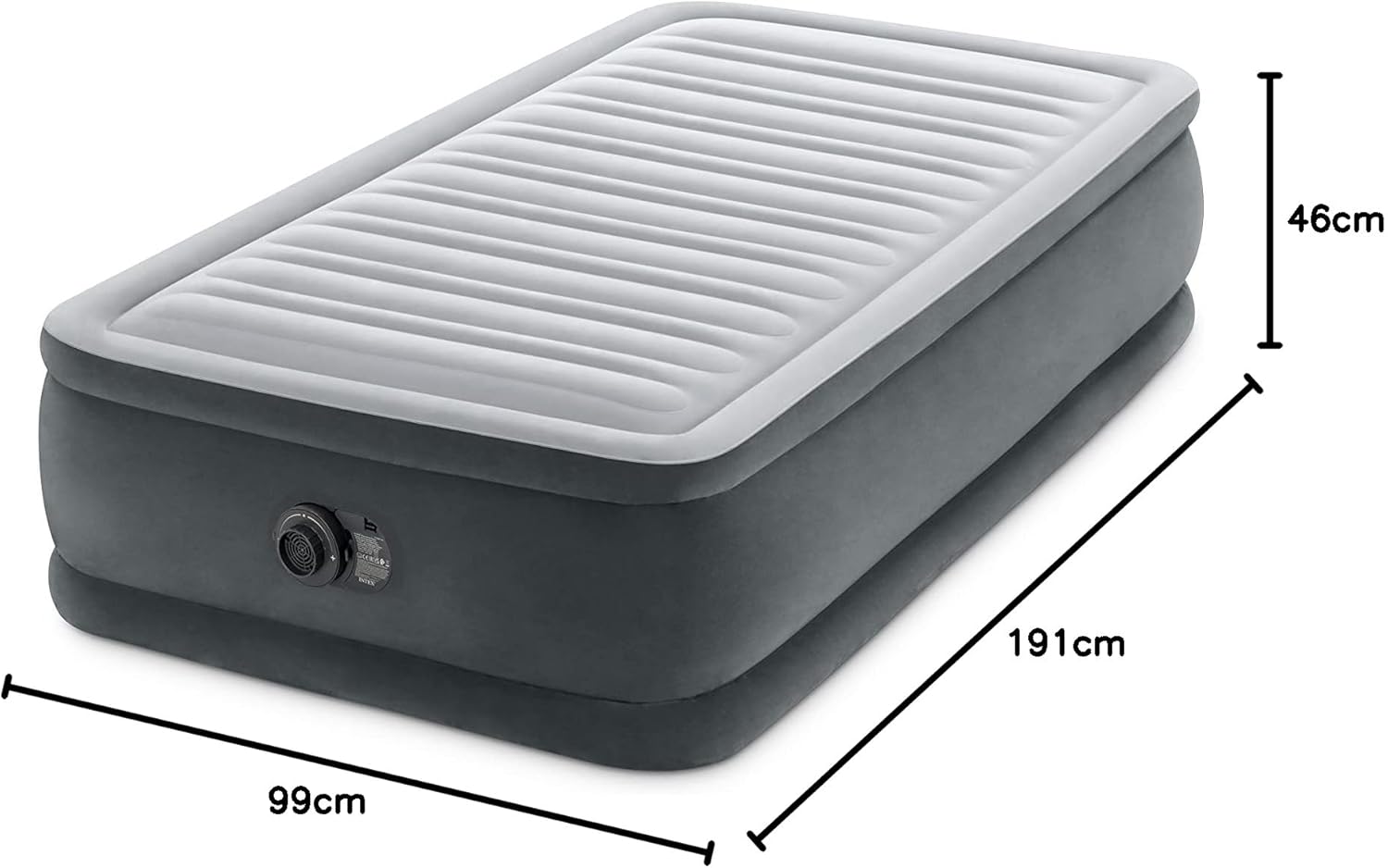 Medidas del colchón hinchable Intex 64412: 99 x 191 x 46 cm