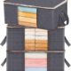 Cajas de almacenaje plegables Lifewit 35 L grises apiladas con ventana transparente