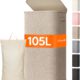 Cesto de ropa sucia plegable Lifewit de 105 litros en color beige con tapa y bolsa extraíble