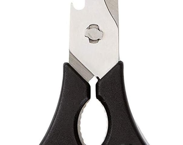 Tijeras de cocina multifunción Amazon Basics de 20 cm con mango negro antideslizante