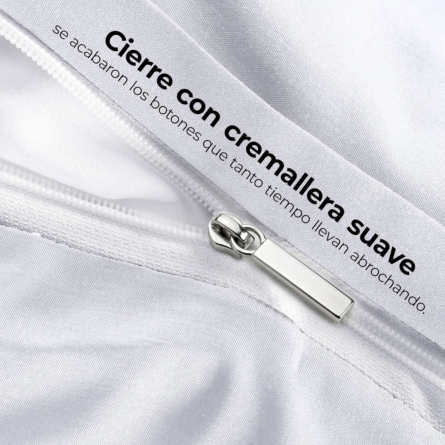 Detalle de la cremallera de la funda nórdica Utopia Bedding en microfibra blanca