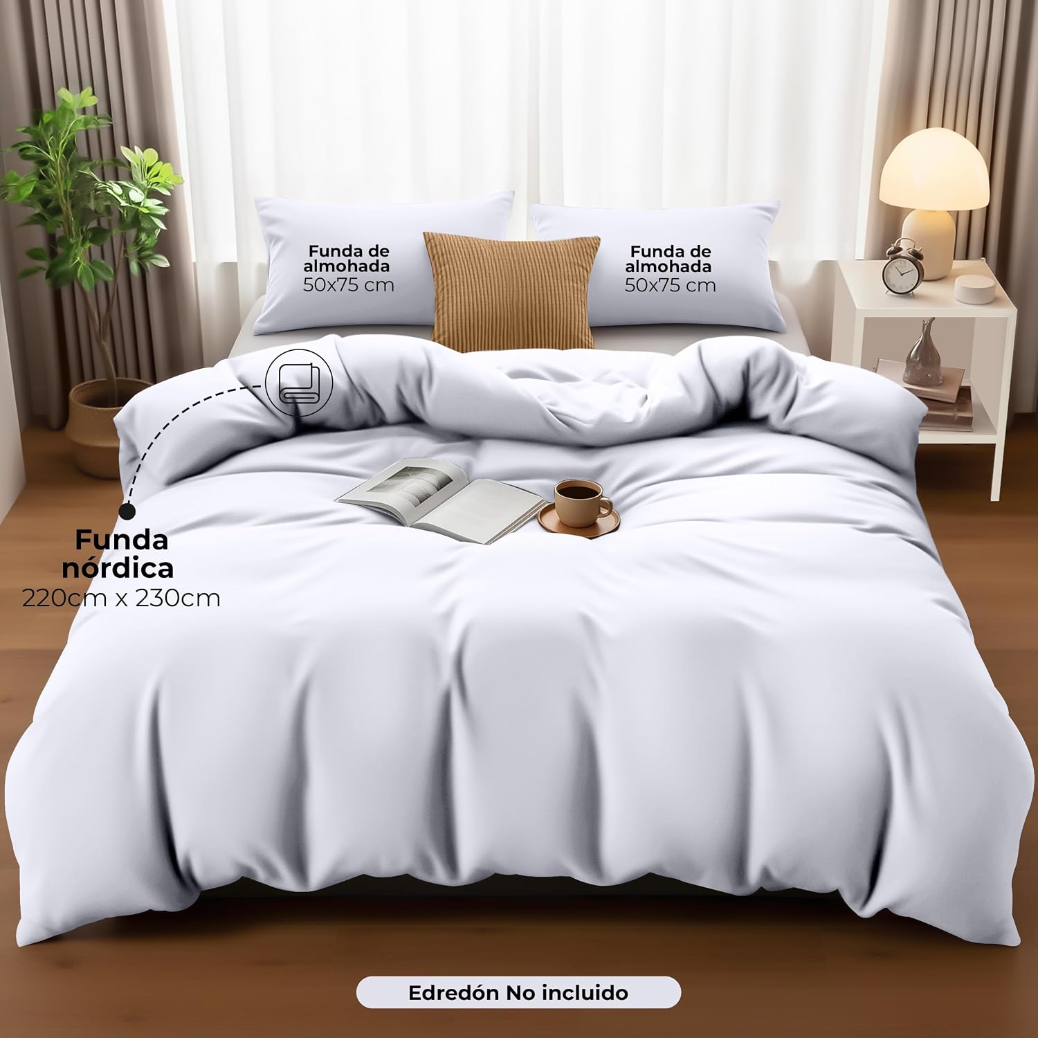 Medidas de la funda nórdica Utopia Bedding 230x220 cm y fundas de almohada 50x75 cm