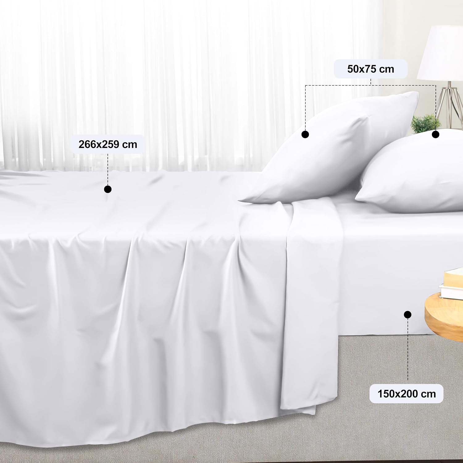 Juego de sábanas Utopia Bedding de 4 piezas, cama de 150 en blanco